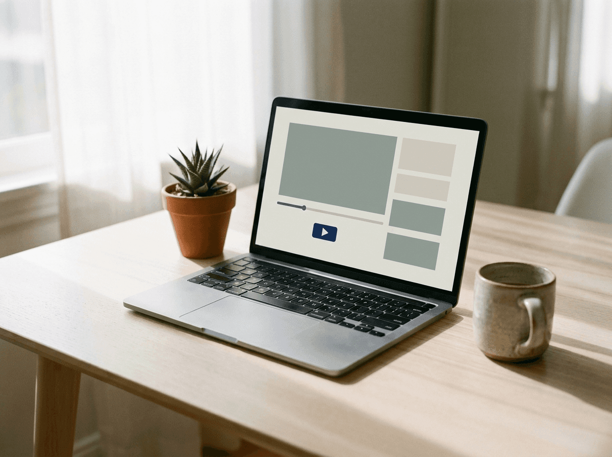 Portatile aperto su una scrivania con la piattaforma di corsi online